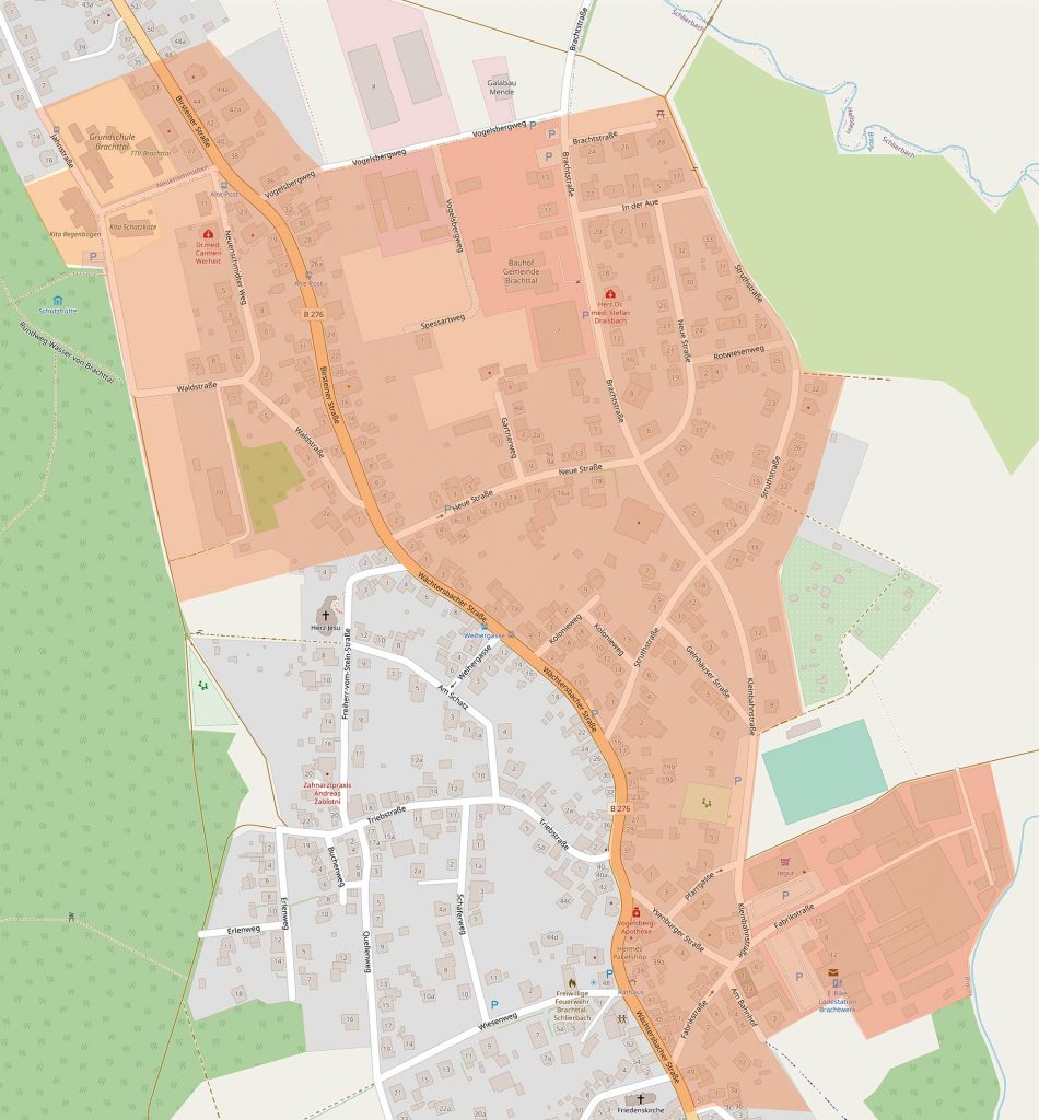 Geplantes Versorgungsgebiet Nahwärme Brachttal